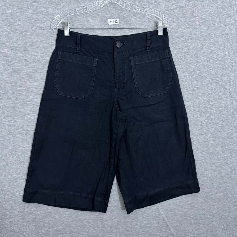 Maeve Anthropologie Womens 28 Colette Longline Shorts Blue Linen Stretch HR